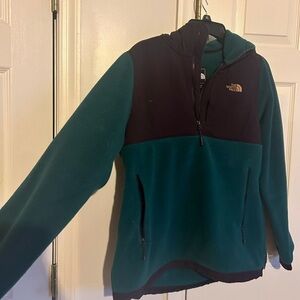 The North Face teal and purple fleece quarter zip